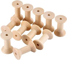 img 1 attached to 🔲 Berolle Wooden Empty Thread Spools: Large Unfinished Wood Spools for Crafts & Weaving (Pack of 24)