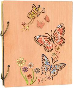 img 4 attached to 📸 Vintage Rustic Wooden Photo Album | PETAFLOP 4x6 | Beautiful Butterflies Cutout Design | Holds 120 4 by 6 inch Photos