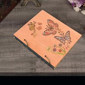 img 2 attached to 📸 Vintage Rustic Wooden Photo Album | PETAFLOP 4x6 | Beautiful Butterflies Cutout Design | Holds 120 4 by 6 inch Photos