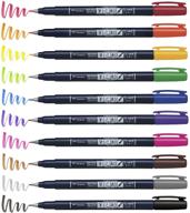 ручки-кисти tombow 56429 fudenosuke colors, 10 штук в упаковке: яркий набор жесткого кончика ручек-кистей fudenosuke для каллиграфии и художественных рисунков. логотип