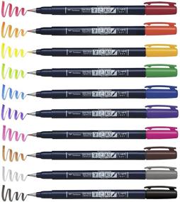 img 4 attached to Ручки-кисти Tombow 56429 Fudenosuke Colors, 10 штук в упаковке: Яркий набор жесткого кончика ручек-кистей Fudenosuke для каллиграфии и художественных рисунков.