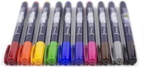 img 1 attached to Ручки-кисти Tombow 56429 Fudenosuke Colors, 10 штук в упаковке: Яркий набор жесткого кончика ручек-кистей Fudenosuke для каллиграфии и художественных рисунков.