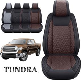 img 4 attached to Aierxuan Toyota Tundra Seat Covers Custom Fit 2008-2022 CrewMax Cab Pickup Truck Double Cab Waterproof Leather Tundrasine Concept Limited Platinum 1794 Edition Front Cushions(2 PCS Front