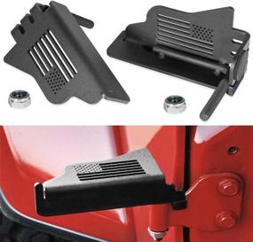 img 4 attached to 🚙 Enhance Your Jeep Wrangler Experience: 2pcs Steel Front Foot Pegs Rest Pedal Exterior Door Hinge With US Flag - Compatible with 2007-2020 Jeep Wrangler JK JKU JL JLU