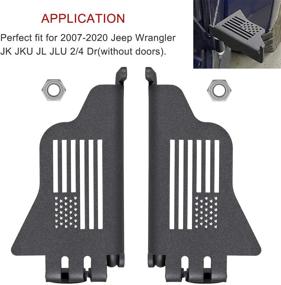 img 3 attached to 🚙 Enhance Your Jeep Wrangler Experience: 2pcs Steel Front Foot Pegs Rest Pedal Exterior Door Hinge With US Flag - Compatible with 2007-2020 Jeep Wrangler JK JKU JL JLU