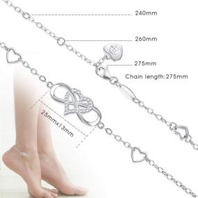 img 3 attached to 💎 Elegant BlingGem Anklets: 925 Sterling Silver Infinity Hear Ankle Bracelet with Cubic Zirconia, Rose Gold Summer Beach Stylish Foot Chain – Perfect Jewelry Gift for Mom, Women, Girlfriend | Summer Vacation & Christmas