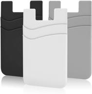 shanshui silicone phone wallet - stick on card holder pocket for smartphones (black/white/grey, set of 3) logo