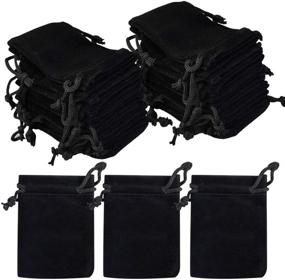 img 2 attached to 100pcs Nydotd Black Velvet Cloth Jewelry Pouches | 2 X 2.8 inch | Velvet Drawstring Bags for Christmas Candy Gift Bag, Wedding Favors, Party Gifts | Event Supplies