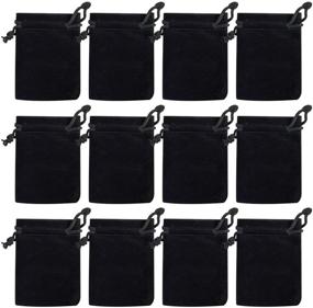 img 4 attached to 100pcs Nydotd Black Velvet Cloth Jewelry Pouches | 2 X 2.8 inch | Velvet Drawstring Bags for Christmas Candy Gift Bag, Wedding Favors, Party Gifts | Event Supplies