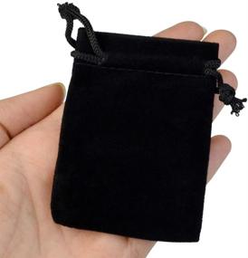 img 1 attached to 100pcs Nydotd Black Velvet Cloth Jewelry Pouches | 2 X 2.8 inch | Velvet Drawstring Bags for Christmas Candy Gift Bag, Wedding Favors, Party Gifts | Event Supplies