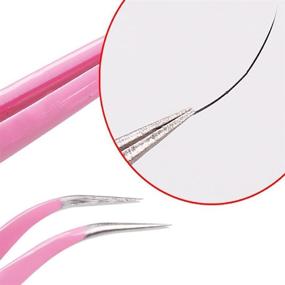 img 2 attached to ✂️ AKOAK 2-Piece Eyelash Extension Tweezers Set - Straight and Curved Stainless Steel Tweezers - Pink