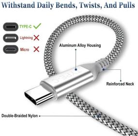 img 2 attached to 🔌 3-Pack USB Type C Charger Cable Set - 1.5/3.3/6.6FT Nylon Charging Cord for Samsung Galaxy Fold Note 9 8 S10 S9 S8 S10E 10 10E Plus S20 Ultra 20 S21 21 A71 LG V50 G8 G7 G9 Thinq Google Pixel 4 3 3a 4a XL