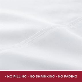 img 2 attached to 🛏️ Mellanni Organic Cotton Sheets - 400TC Queen Size Sheets Set - White Queen Sheets - White Bedding Sets Queen - 4 Piece White Sheets Queen Set - Sheet Set Queen Size - Up to 16" Mattress (Queen, White): Luxurious Comfort and Sustainably Chic Bedding