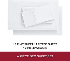 img 1 attached to 🛏️ Mellanni Organic Cotton Sheets - 400TC Queen Size Sheets Set - White Queen Sheets - White Bedding Sets Queen - 4 Piece White Sheets Queen Set - Sheet Set Queen Size - Up to 16" Mattress (Queen, White): Luxurious Comfort and Sustainably Chic Bedding