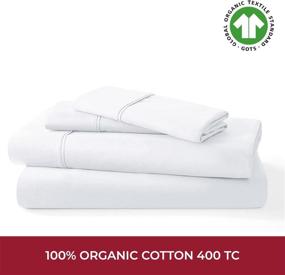 img 3 attached to 🛏️ Mellanni Organic Cotton Sheets - 400TC Queen Size Sheets Set - White Queen Sheets - White Bedding Sets Queen - 4 Piece White Sheets Queen Set - Sheet Set Queen Size - Up to 16" Mattress (Queen, White): Luxurious Comfort and Sustainably Chic Bedding