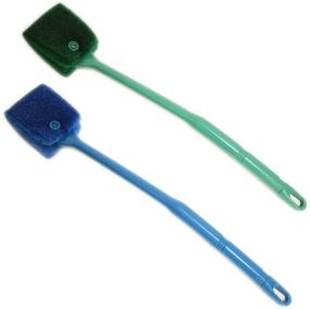 img 4 attached to FOONEA Aquarium Double Sided Sponge Cleaning Brush: 2-Pack Scrubber Set with Blue and Green Brushes