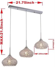 img 2 attached to 💡 Modern Dining Room Crystal Chandelier Pendant Lighting - DINGGU Chrome Finish, 3 Lights