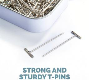 img 1 attached to 🧷 KnitIQ Strong Stainless Steel T-Pins for Blocking, Knitting & Sewing - 150 Units, 1.5 Inch - Pin Needles in Hinged Reusable Tin (Classic Design)
