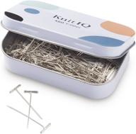 🧷 knitiq strong stainless steel t-pins for blocking, knitting & sewing - 150 units, 1.5 inch - pin needles in hinged reusable tin (classic design) logo