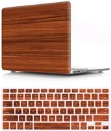 🌲 brown wood texture laptop body shell protective hard case cover with matching silicone keyboard cover for macbook old pro 15.4" cd-rom drive model a1286 logo