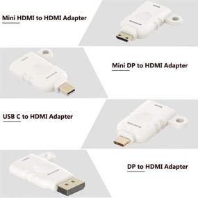 img 2 attached to Универсальный набор кольцевых адаптеров HDMI с противопожарным защитным кольцом - офисный видеоконвертер | Адаптеры 4K USB C, DisplayPort, Mini DP, Mini HDMI к HDMI | Включено защитное противоугонное кольцо