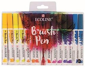 img 1 attached to Royal Talens Ecoline Liquid Watercolor Brush Pen Set, 30 Vibrant Colors (11509005), Multicolor