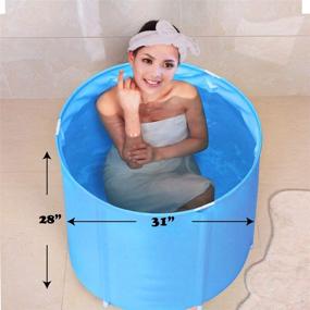 img 3 attached to Portable Plastic Bathtub for Adults: Foldable Spa BathTub, 31 inches Freestanding Soaking Tub with Non-Inflatable Ice Bath Capability and Thickened Thermal Foam to Maintain Optimum Temperature