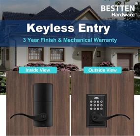 img 1 attached to 🔒 Top-rated BESTTEN Contemporary Keyless Entry Door Lever: Modern Programmable Lock with Auto Locking & 50 User Codes – Matte Black