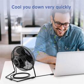 img 3 attached to 💨 USB Powered EasyAcc 6 Inch Desktop Table Fan - Strong Airflow, Metal Design, Quiet Operation, 360° Rotation - Portable Mini USB Fan for Home Office Desktop - Black