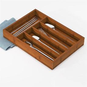 img 4 attached to 🗄️ BAMEOS Bamboo Drawer Organizer: Efficient Silverware Holder & Utensil Organizer for Kitchen & Garage