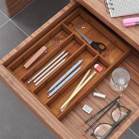 img 3 attached to 🗄️ BAMEOS Bamboo Drawer Organizer: Efficient Silverware Holder & Utensil Organizer for Kitchen & Garage