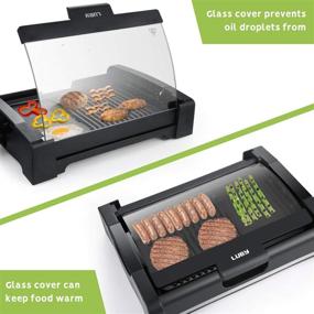 img 2 attached to 🍳 Luby Griddle: Removable Glass Lid, Drip Tray & Non-Stick Surface, Adjustable Temperature Knob, Indoor Outdoor Use, Dishwasher Safe - Black