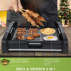 img 3 attached to 🍳 Luby Griddle: Removable Glass Lid, Drip Tray & Non-Stick Surface, Adjustable Temperature Knob, Indoor Outdoor Use, Dishwasher Safe - Black