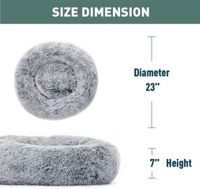 img 2 attached to 🐾 Eterish 23 inch Fluffy Round Calming Dog Bed Plush Faux Fur, Anxiety Donut Dog Bed for Small Dogs and Cats, Pet Cat Bed with Raised Rim, Machine Washable - Light Grey: A Comfy Haven for Anxious Pets