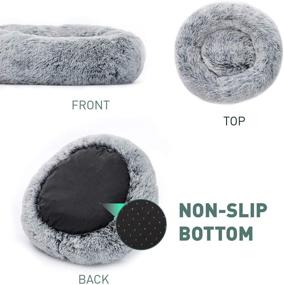 img 3 attached to 🐾 Eterish 23 inch Fluffy Round Calming Dog Bed Plush Faux Fur, Anxiety Donut Dog Bed for Small Dogs and Cats, Pet Cat Bed with Raised Rim, Machine Washable - Light Grey: A Comfy Haven for Anxious Pets