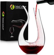 🍷 hicoup wine decanter 750ml - lead free crystal glass red wine carafe & aerator for home bar - hand blown modern u shape design logo