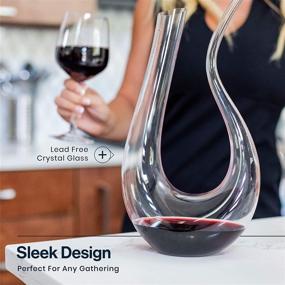 img 2 attached to 🍷 HiCoup Wine Decanter 750ML - Lead Free Crystal Glass Red Wine Carafe & Aerator for Home Bar - Hand Blown Modern U Shape Design