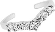 👑 ritastephens sterling silver tiara v-shaped adjustable toe ring with cubic zirconia - elegant and stylish logo