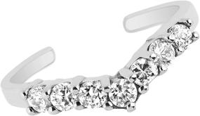 img 4 attached to 👑 Ritastephens Sterling Silver Tiara V-Shaped Adjustable Toe Ring with Cubic Zirconia - Elegant and Stylish