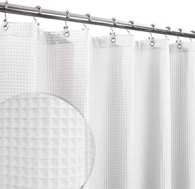 img 4 attached to 🛁 Honeycomb Waffle Weave Cotton Blend Shower Curtain, Soft & Hotel Spa, White, 72 x 72 inch: Barossa Design