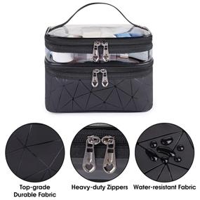 img 1 attached to WANDF Large Double Layer Clear Makeup Bag 👝 - Water-resistant Toiletry Case for Women, Girls, Camping, College (Black)