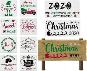 img 4 attached to 🎨 Reusable Christmas Stencils for Wood Painting - Merry Christmas/ Let it Snow/ Believe/ Joy/ Santa/ Deer/ Christmas Tree - Ideal for Walls, Crafts, Canvas, Floors, Fabrics - Holiday Stencils for Christmas Decorations