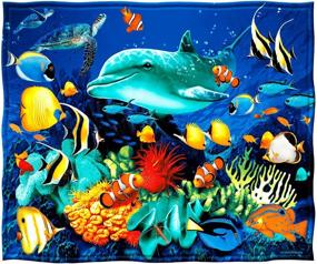 img 3 attached to 🐬 Dolphin Reef Super Soft Plush Fleece Throw Blanket