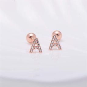 img 2 attached to 🌟 925 Sterling Silver Initial Letter Earrings Screw Back - Paialco Alphabet A to Z for Enhanced SEO