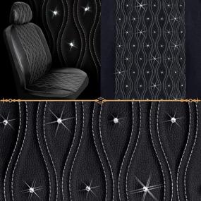 img 1 attached to 🚗 Enhance Your Ride with Pilot Automotive SWR-0111 Swarovski Wavy Stitch Seat Cover in Black