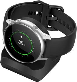 img 4 attached to Нескользящий черный силиконовый стенд для Samsung Galaxy Watch3/4/4 Classic/Active 2 - в комплекте имеется отделение для управления кабелем.