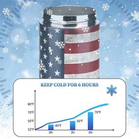 img 1 attached to 🍺 2-Pack 4-IN-1 Slim Can Cooler - Stainless Steel Can Sleeves for 12 Oz Beer & Soda, Insulated to Keep Beverages Cold - American Flag & Black