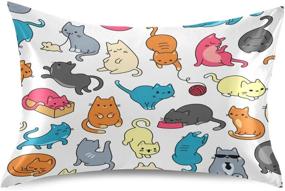 img 4 attached to Blueangel Color Cartoon Cat Satin Pillowcase - Hair and Skin Silk Pillowcase, Standard Size (20x26 inches) - Cooling Satin Covers with Envelope Closure for Enhanced Sleep