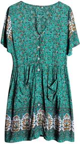 img 1 attached to TEMOFON Bohemian Printed Dresses Pockets Women's Clothing and Dresses