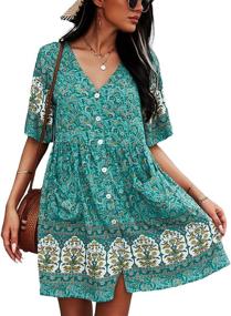 img 4 attached to TEMOFON Bohemian Printed Dresses Pockets Women's Clothing and Dresses